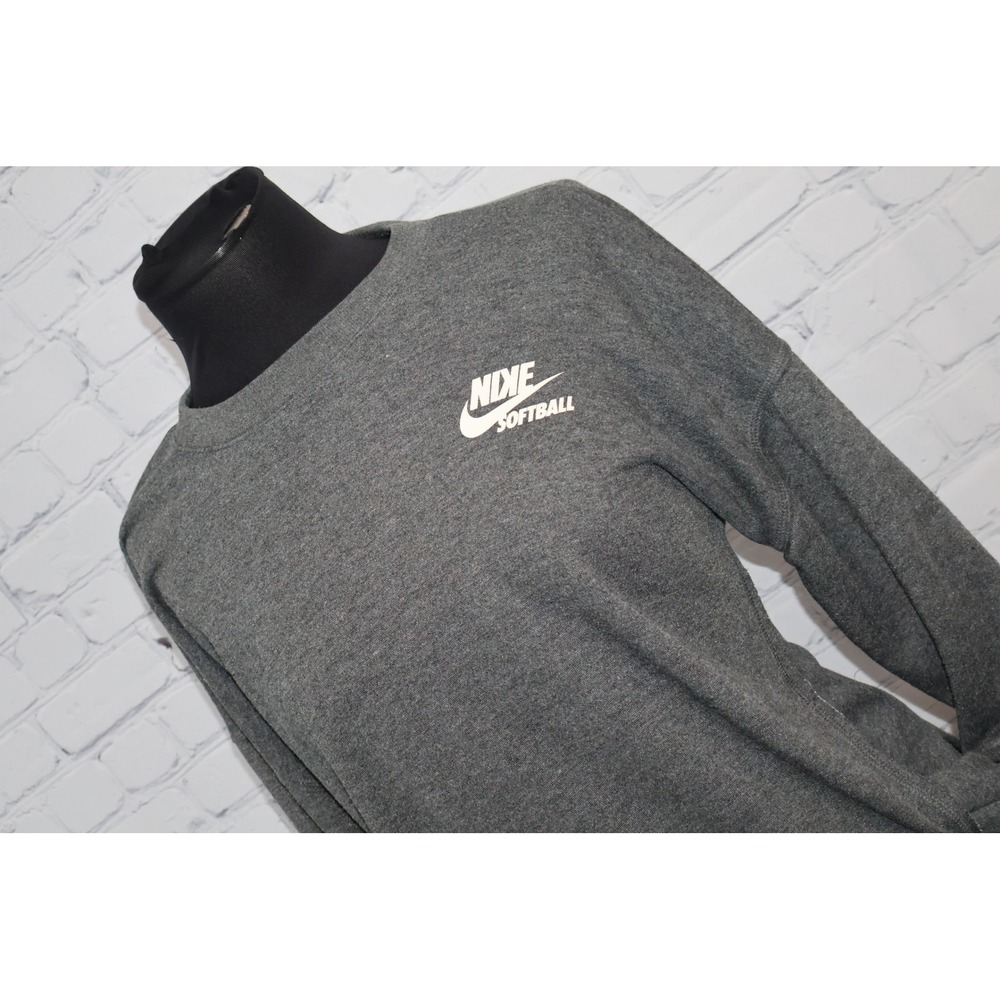 Nike Softball Sweatshirt Women Medium Gray Dri-Fit Crewneck Pullover W/ Pockets
